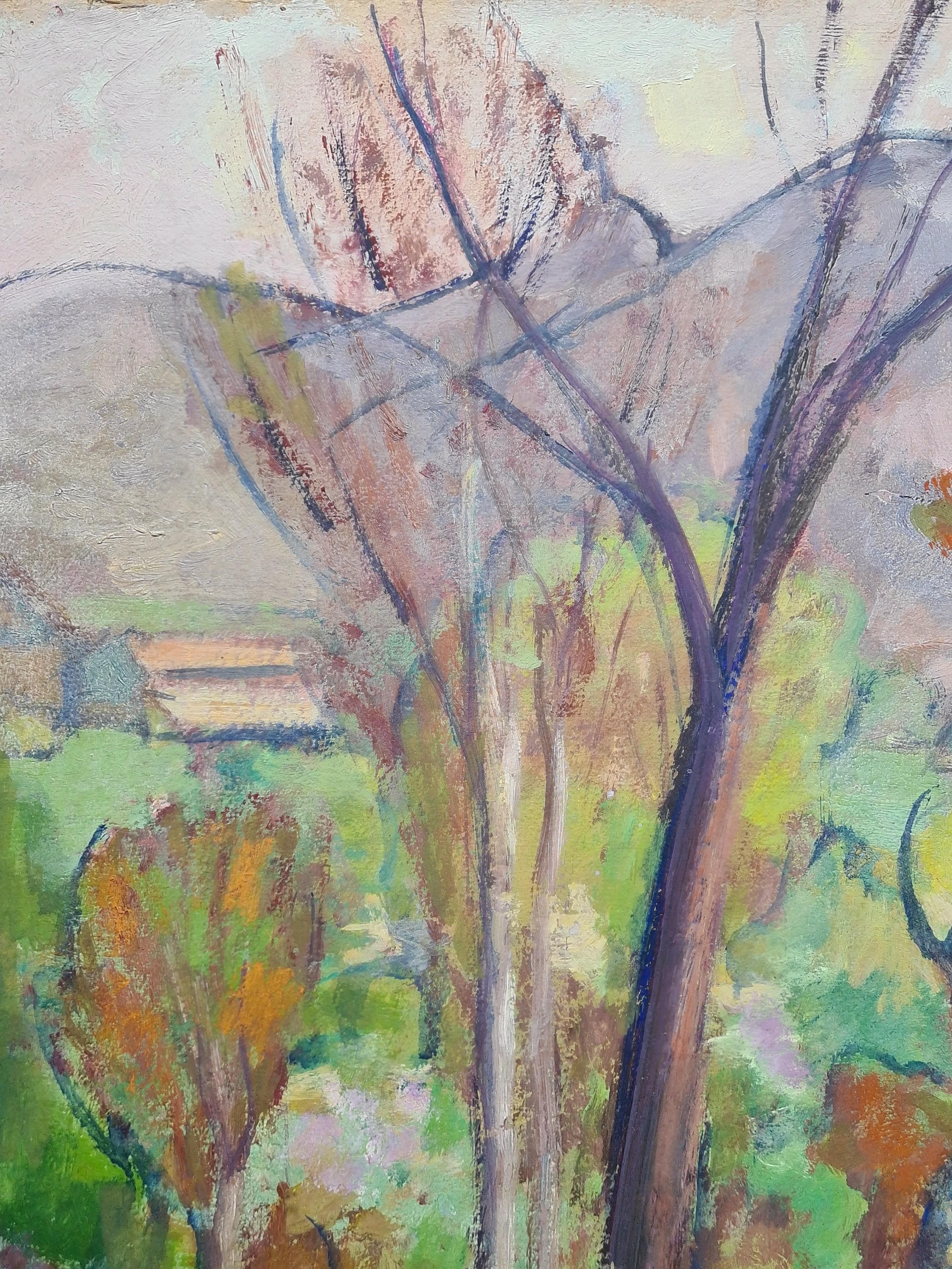 Paysage français post-impressionniste, La fleur, École de Cézanne en vente 1