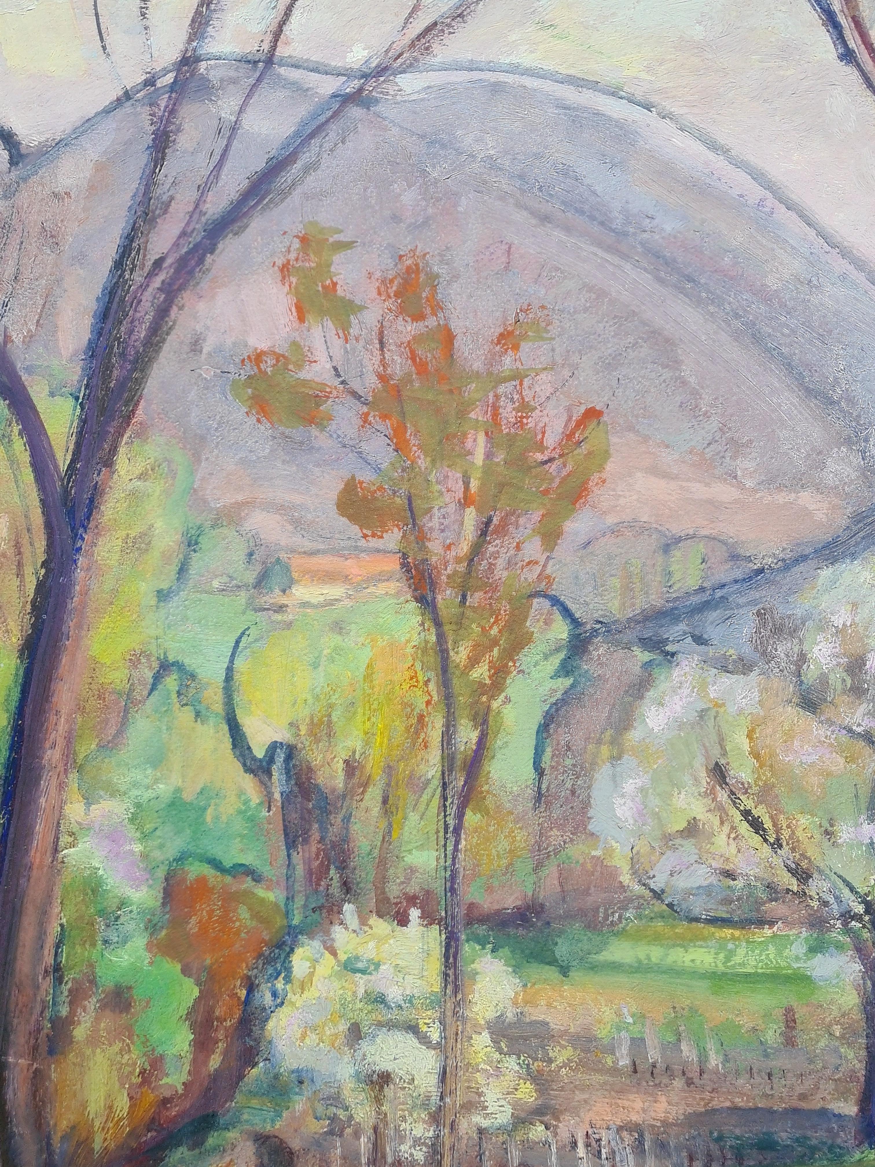 Paysage français post-impressionniste, La fleur, École de Cézanne en vente 2