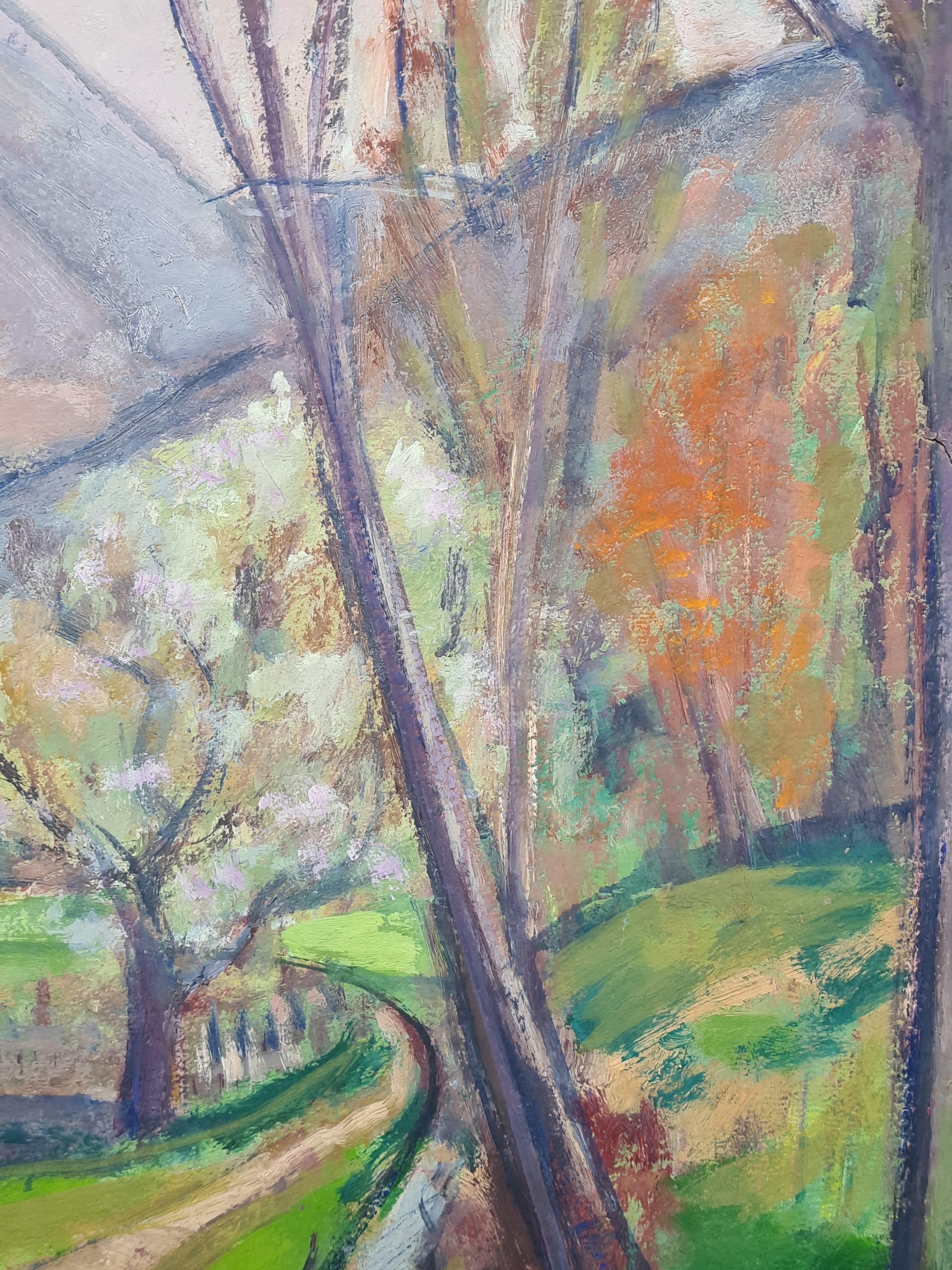 Paysage français post-impressionniste, La fleur, École de Cézanne en vente 3