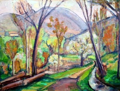 Paysage français post-impressionniste, La fleur, École de Cézanne