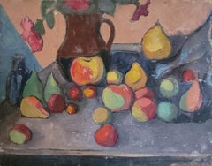 Post Impressionist Oil on Board. Tablescape Still-life. School of Cezanne.