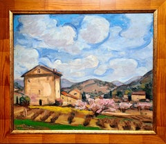 Paisaje provenzal Óleo sobre tabla, Firmado, 56x65 cm, Impresionista