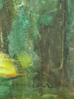 Sunny Wooded Glade, Mid Century Oil on Board Landscape, 54x64 cm