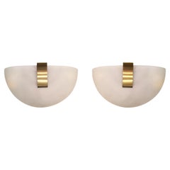 Jean Perzel French Art Moderne Frosted Glass Wall Sconces