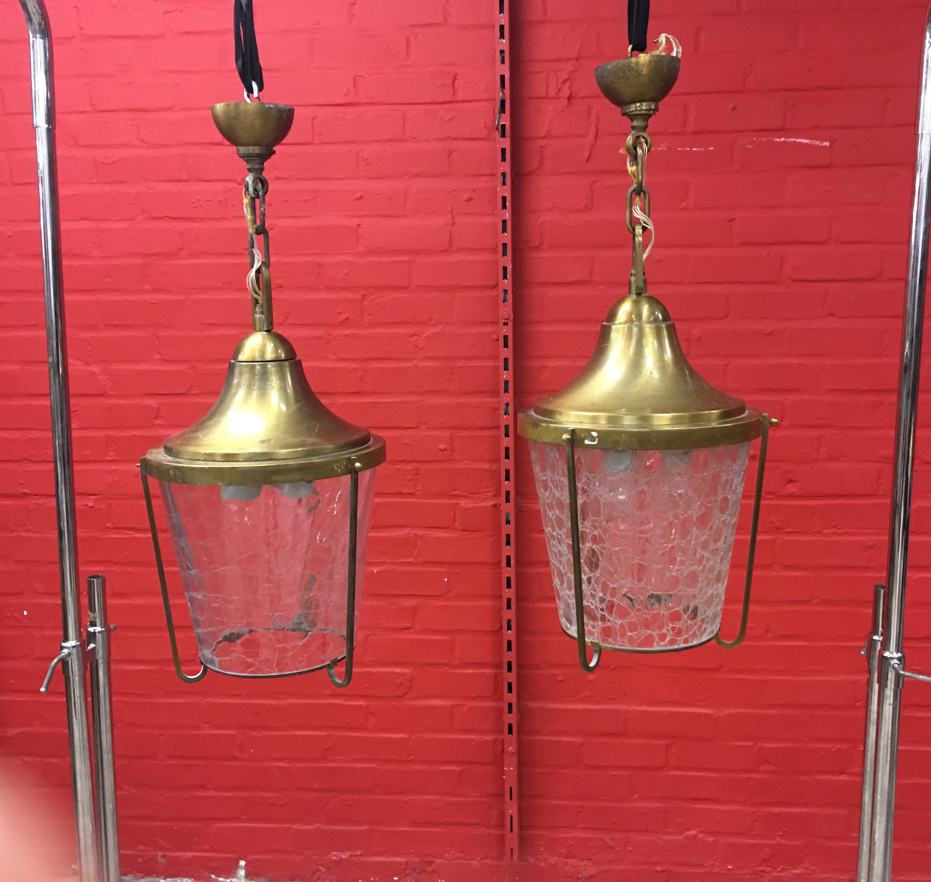 Jean Perzel, Lantern in Brass and Glass, circa 1960 For Sale 4
