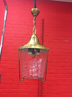 Jean Perzel, Lantern in Brass and Glass, circa 1960