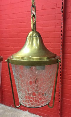 Jean Perzel, Lantern in Brass and Glass, circa 1960