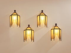 Jean Perzel set of four original cut glass wall lights from 1930s