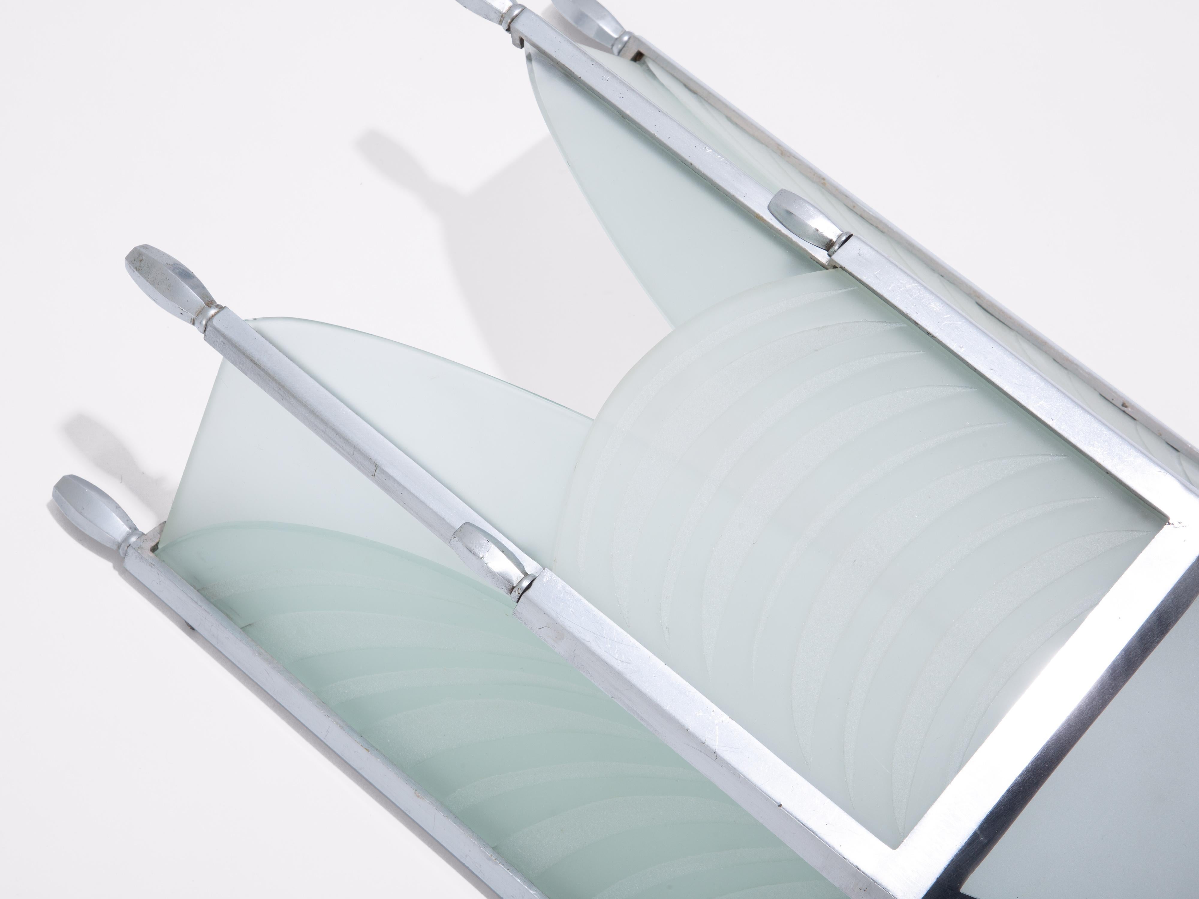 Ensemble de quatre appliques originales en verre taillé de Jean Perzel, années 1930 en vente 2