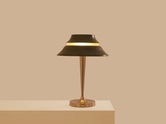 Jean Perzel Tischlampe Nickel und patiniertes Metall 1940er Jahre