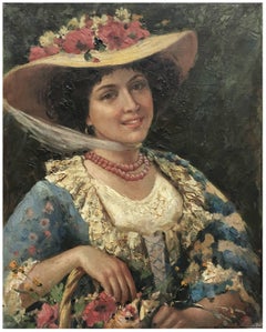 SPRING PORTRAIT- French School Impressionist - Italian Oil on Canvas Painting