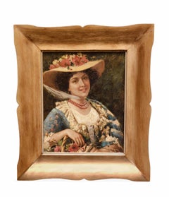 SPRING PORTRAIT- French School Impressionist - Italian Oil on Canvas Painting