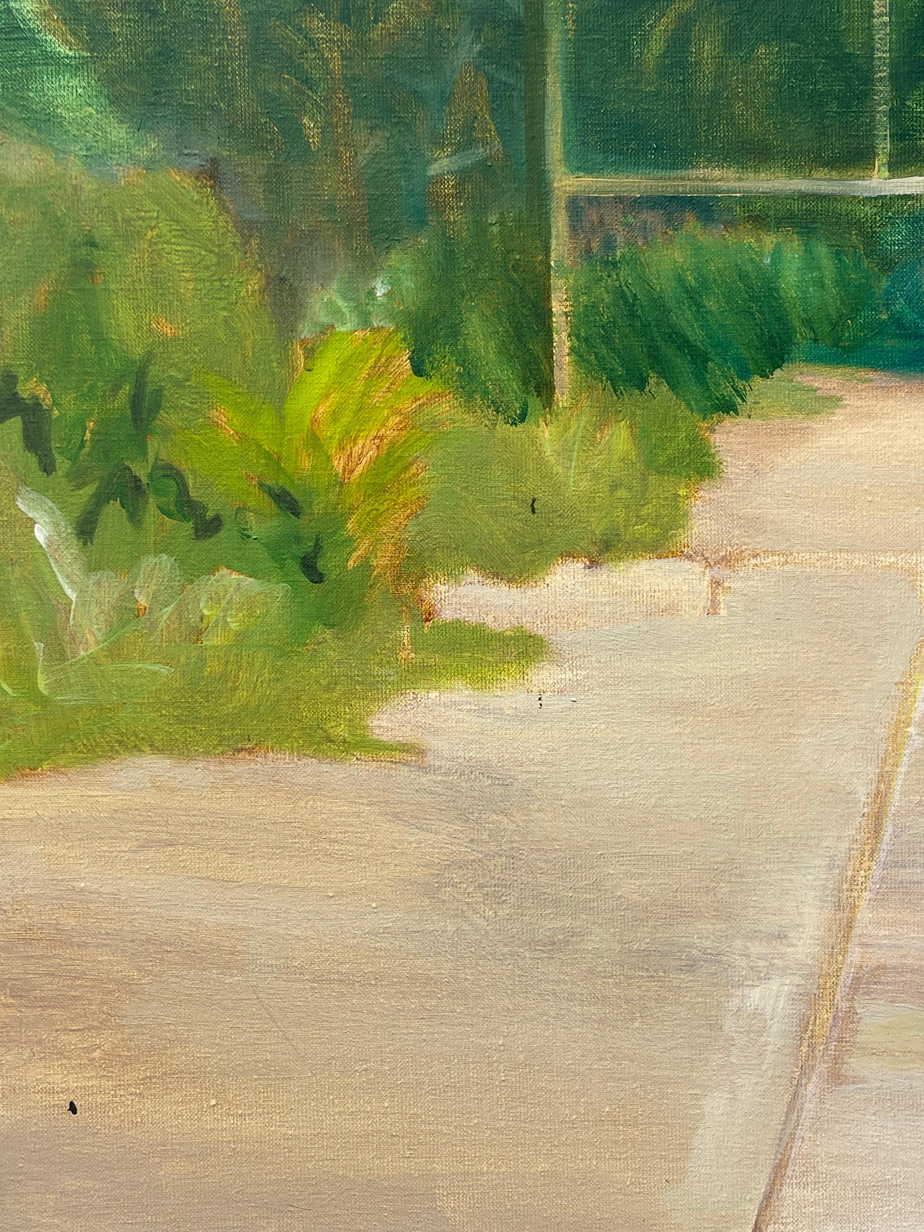 A superb canvas, full of contrasts and play of light. This painting by Jean-Philippe Brunaud represents a timeless piece of land, like a childhood memory or a forgotten dream, with vibrant green touches. A work on the instantaneous and the eternal,