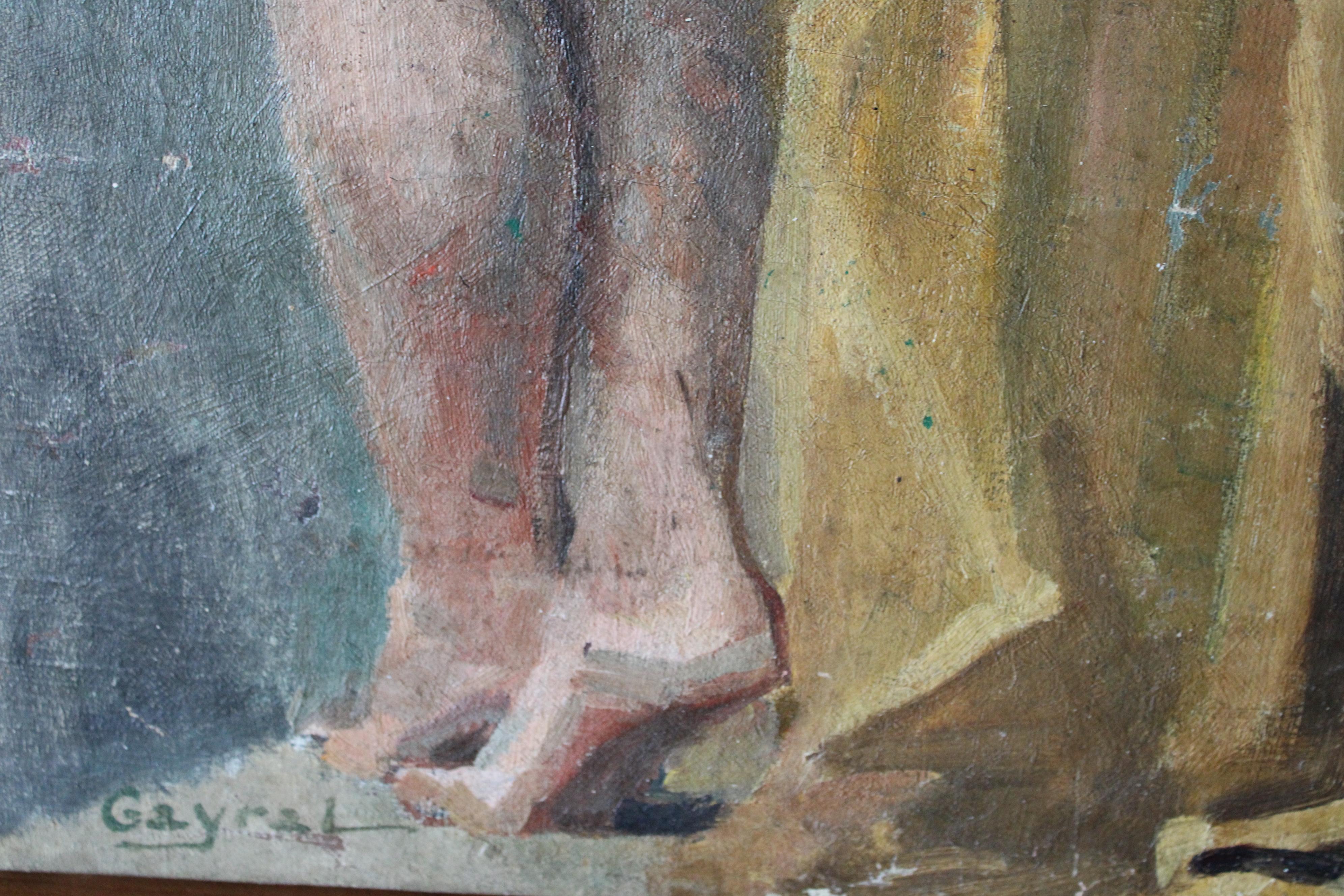 Antique peinture à l'huile d'un portrait de femme nue par Jean Philippe Gayral en vente 3
