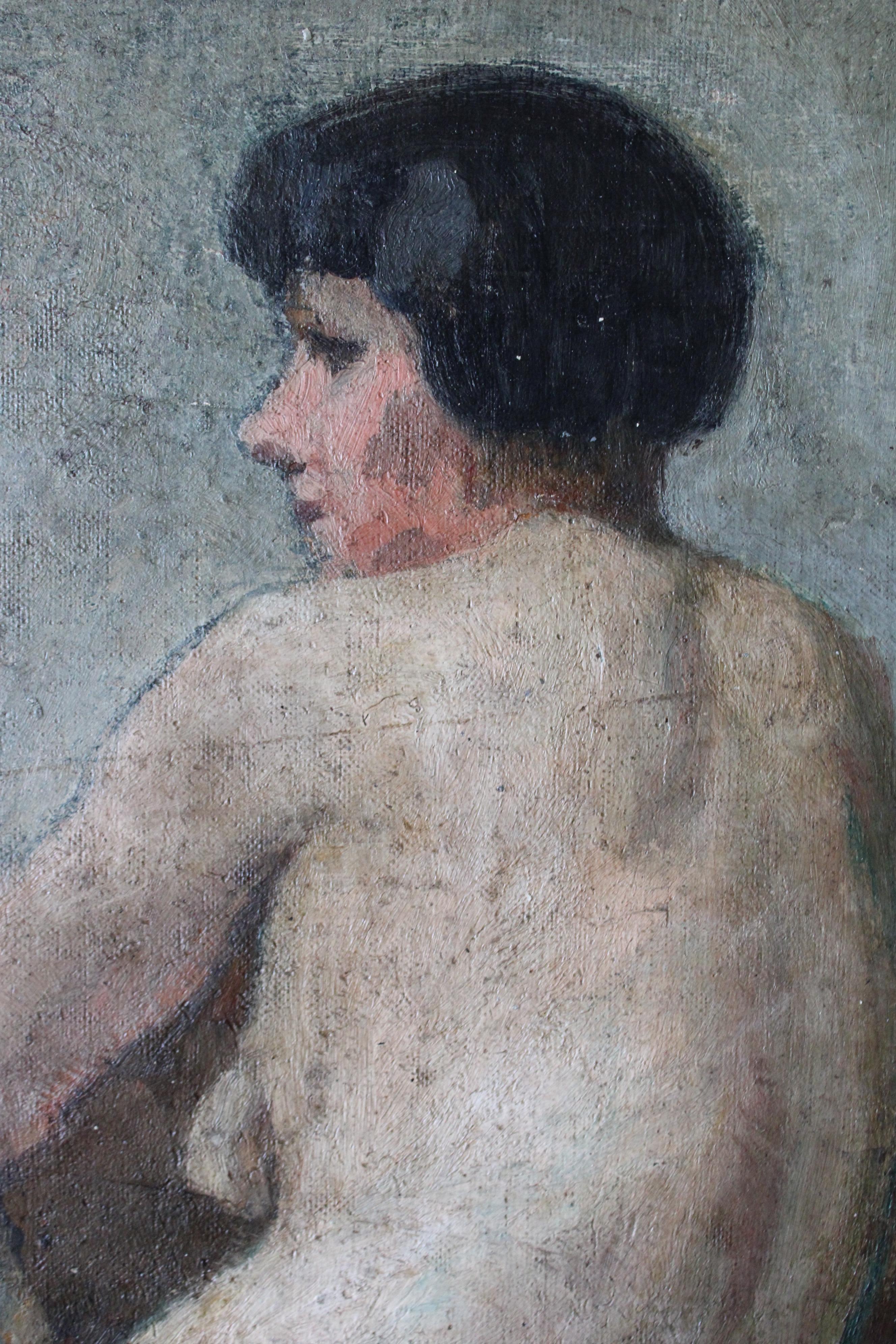 Antique peinture à l'huile d'un portrait de femme nue par Jean Philippe Gayral en vente 4