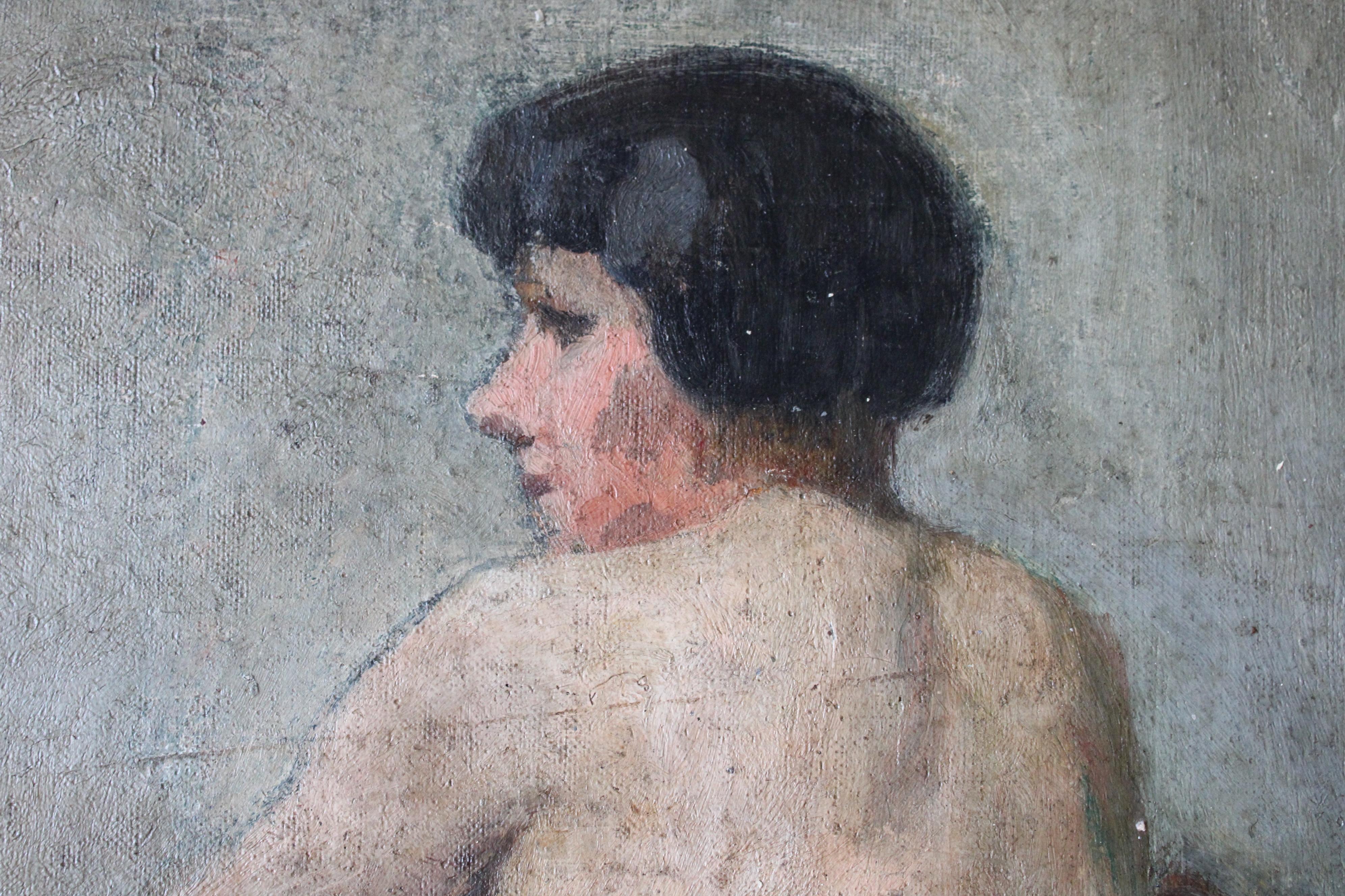 Antique peinture à l'huile d'un portrait de femme nue par Jean Philippe Gayral en vente 5