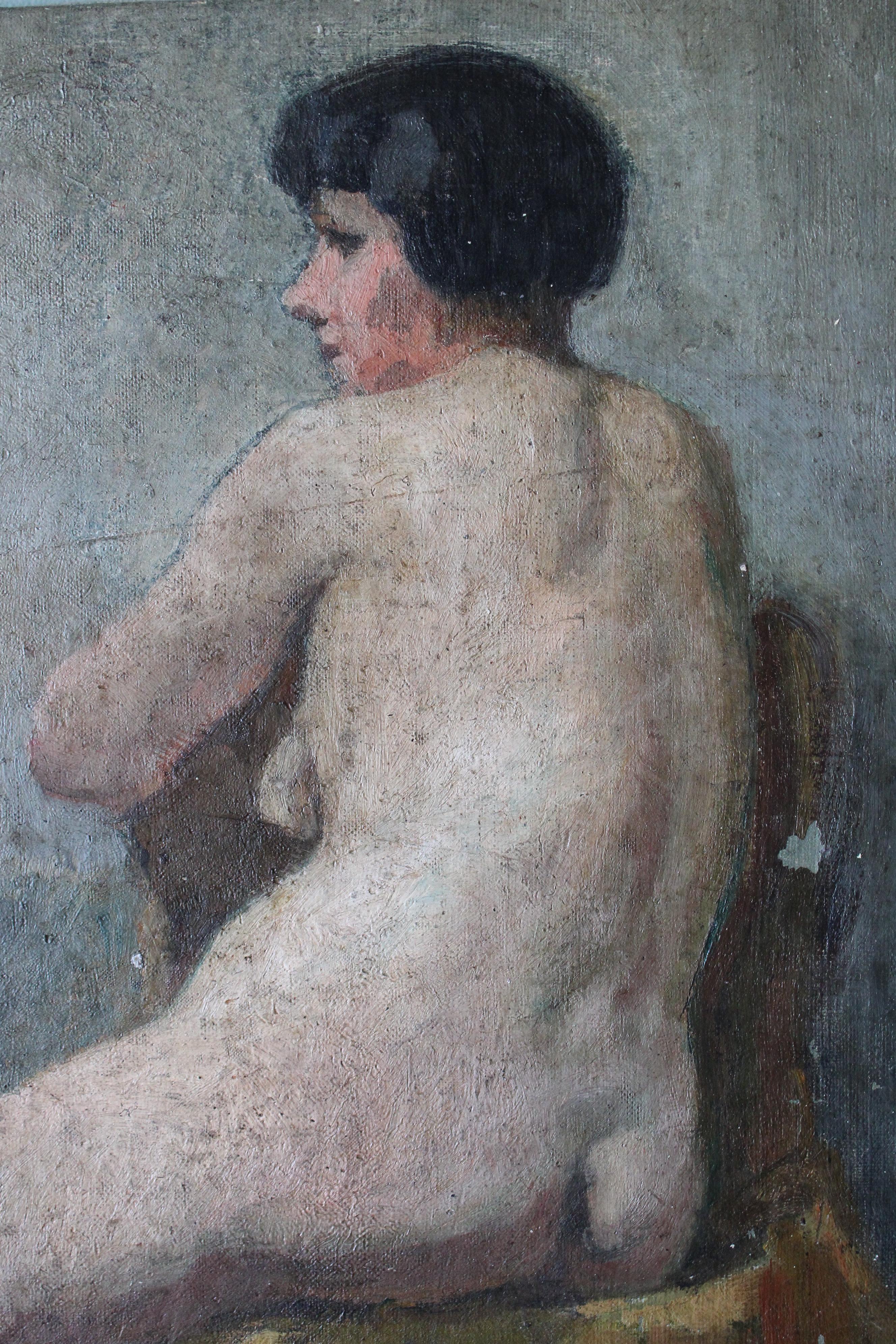 Antique peinture à l'huile d'un portrait de femme nue par Jean Philippe Gayral en vente 6
