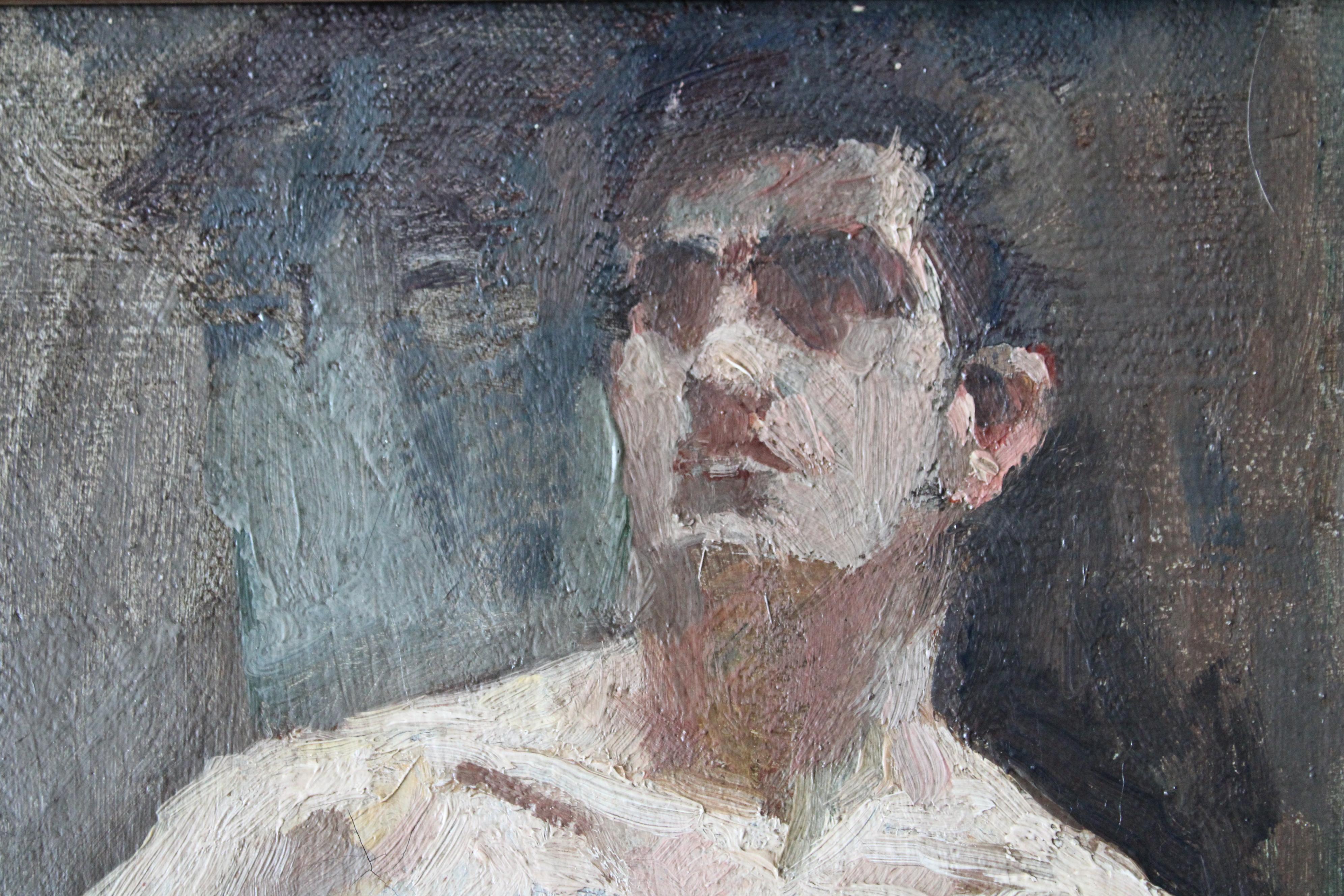 Antique French male nude man in thong oil painting by Jean Philippe Gayral For Sale 7