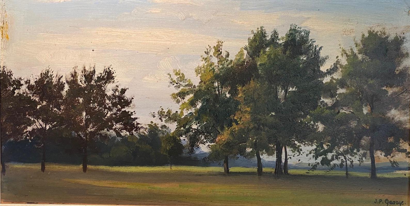 „Countryside“ von J-P George - Öl auf Karton 16x31 cm – Painting von Jean-Philippe George Julliard