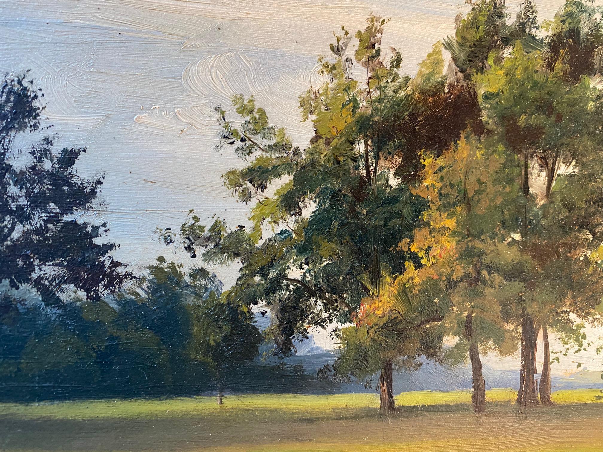 „Countryside“ von J-P George - Öl auf Karton 16x31 cm im Angebot 2
