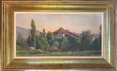 "Geneva Countryside" par J-P George - Huile sur carton 16x31 cm