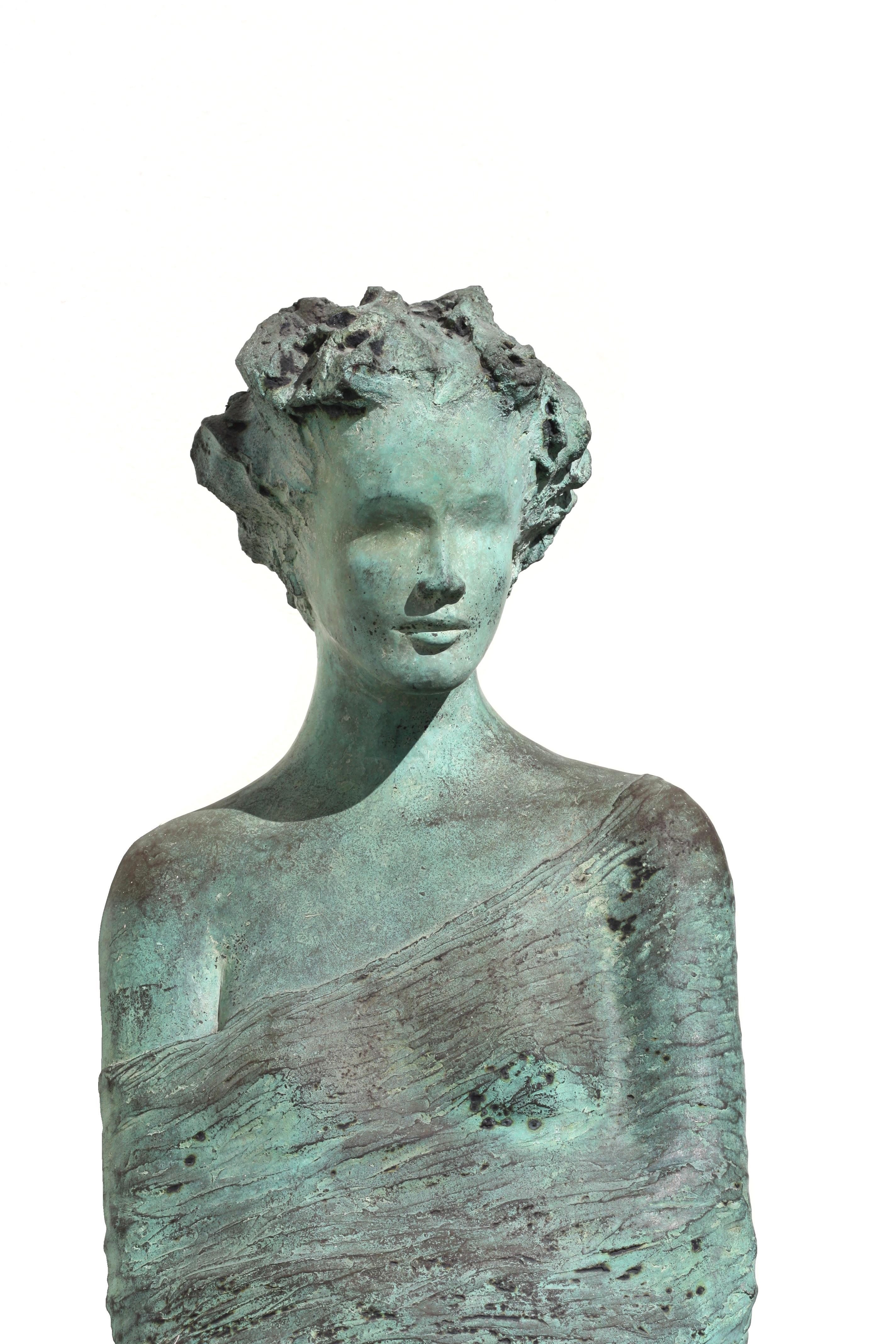 Jean-Philippe RICHARD, (1947)
A bronze figure of A Lady,
with green {weathered} patina,
signed and numbered on the base,
Measures: Height 64.5 in. (163.83 cm.), width 13 in. (33.02 cm).
  