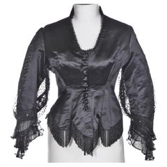 Jean-Philippe Worth - corsage de jour en baleine, satin de soie noir et perles de jais -.