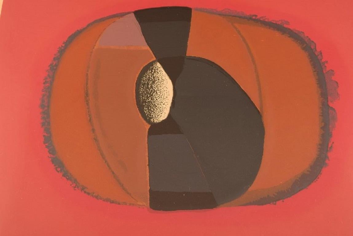 Moderne Jean Piaubert (1900-2002) France. Lithographie en couleur. composition en béton. Années 1960 en vente