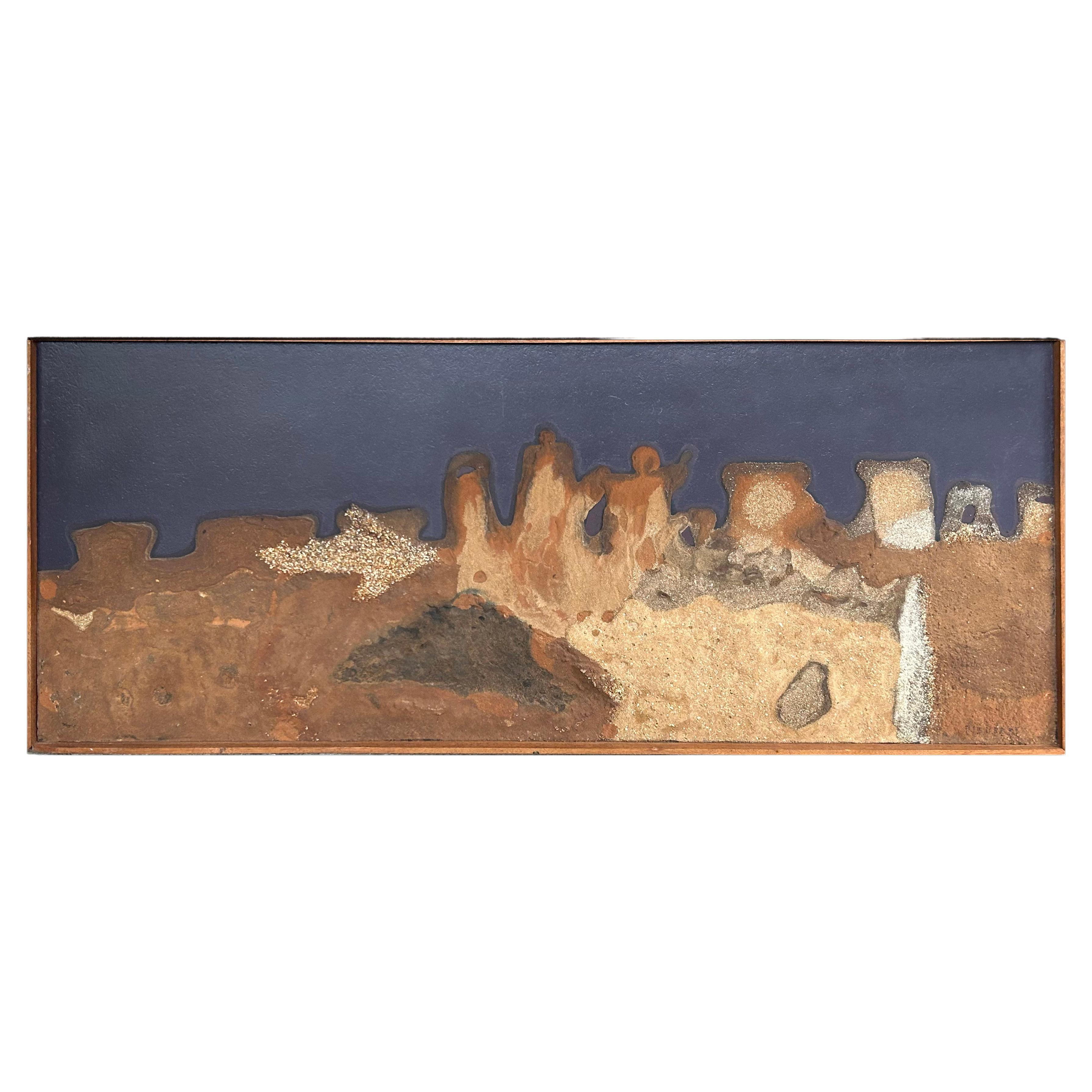 Jean Piaubert - "Presence", 1965, Huile, sable et gravier sur panneau intitulé in vendita