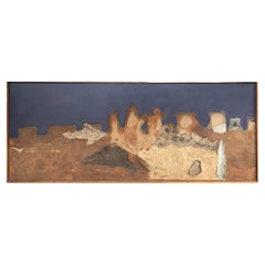 Jean Piaubert - "Presence", 1965, Huile, sable et gravier sur panneau intitulé