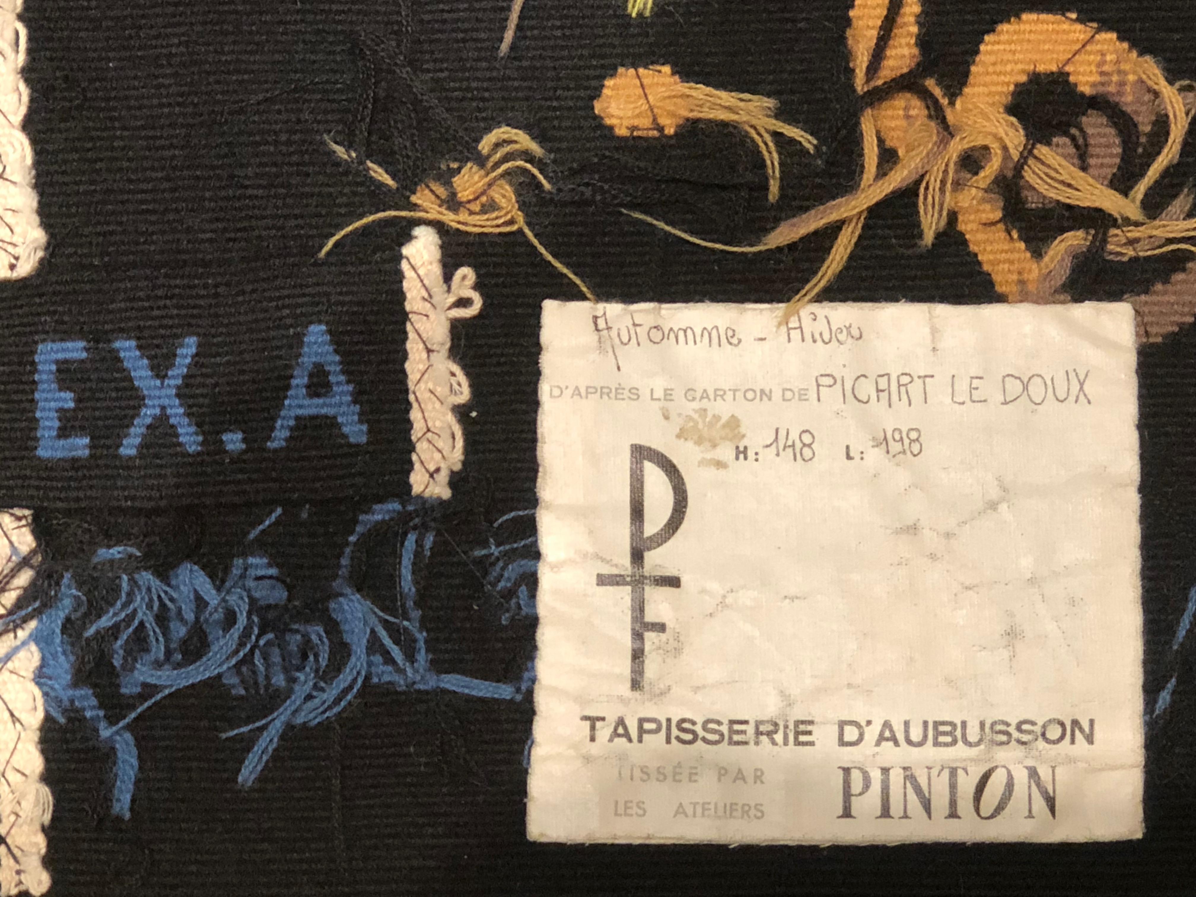 Jean Picart Le Doux: Le Doux  Aubusson-Wandteppich aus der Mitte des Jahrhunderts (Handgewebt) im Angebot