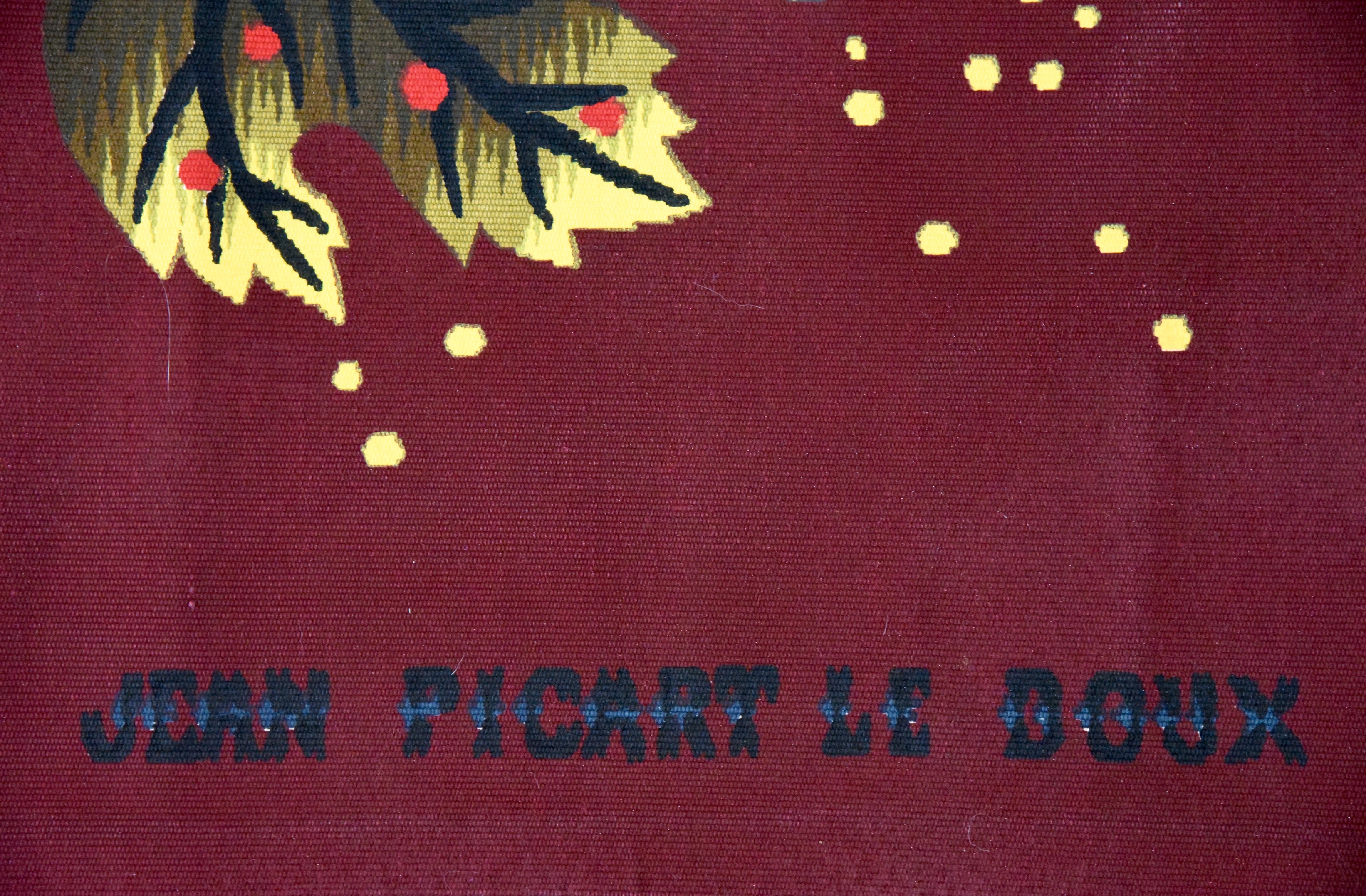 Mid-Century Modern Jean Picart Le Doux Midcentury Tapestry Sun Birds Vine 1960 Signed  France 