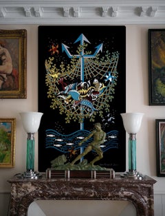 Jean Picart Le Doux Museum Etched Glass Wall Plaque, 1950s