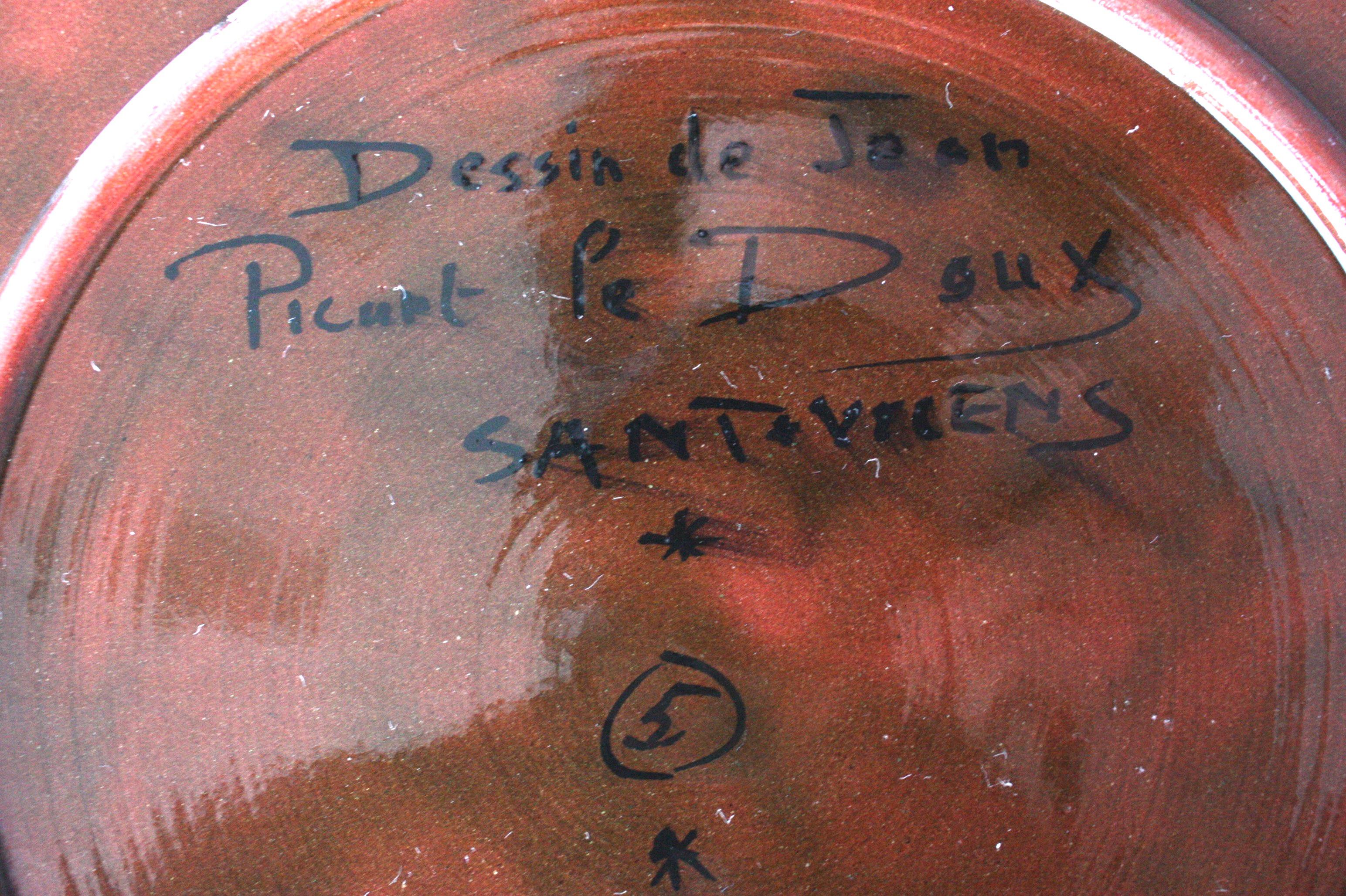 Jean Picart Le Doux, 'Oiseau' Ceramic Plate, 1960s (Französisch) im Angebot