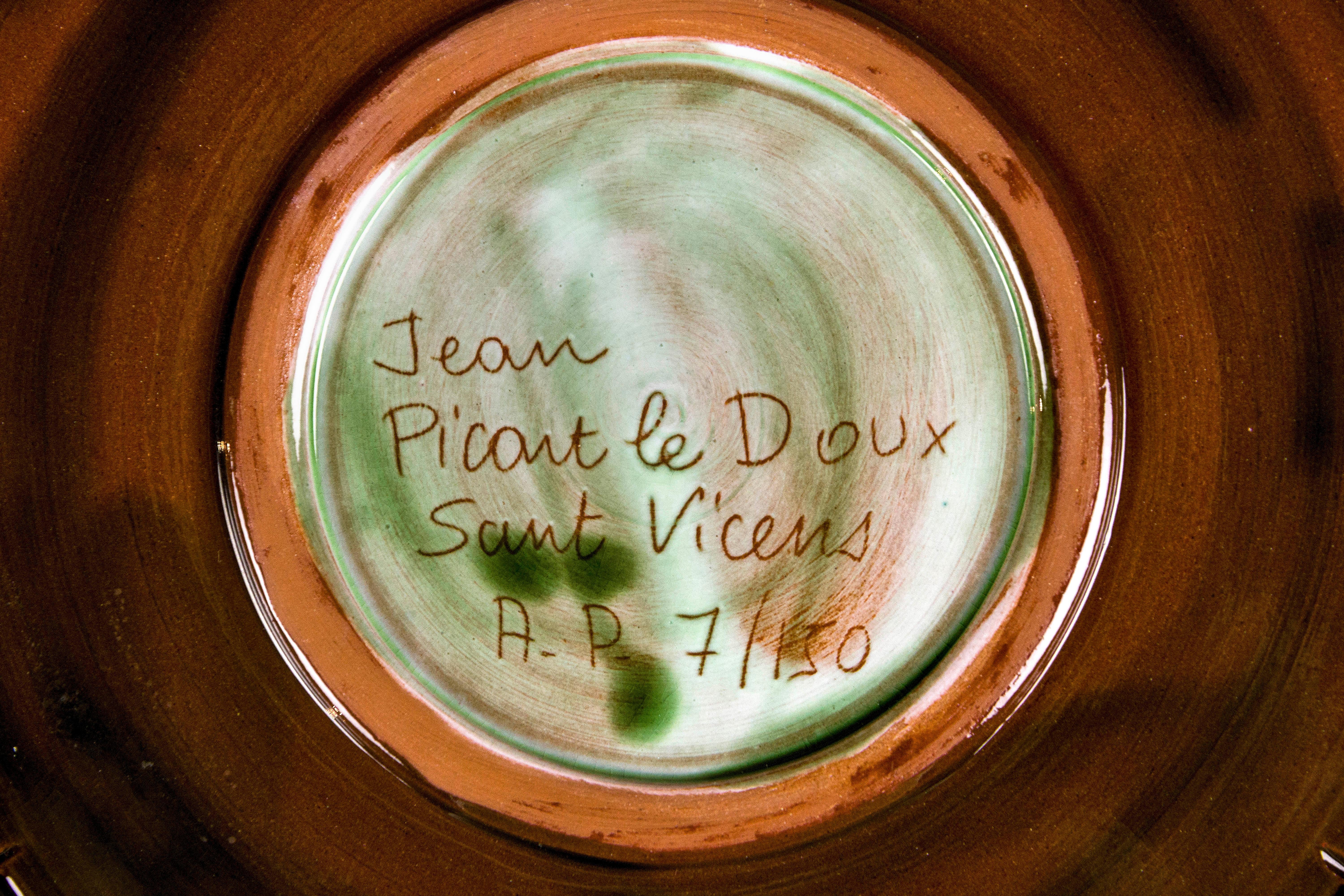 Ceramic Jean Picart Le Doux Plate, circa 1960, France For Sale