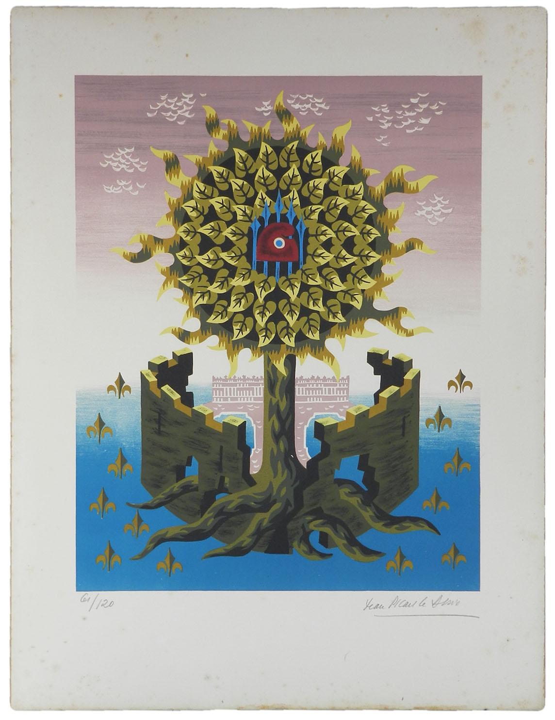 Jean Picart Le Doux Lithograph Tree of Life Signé à la main vers 1950-1960, non encadré en vente 3