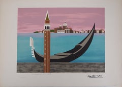 La lagune de Venise - Lithographie originale signée à la main/ EA