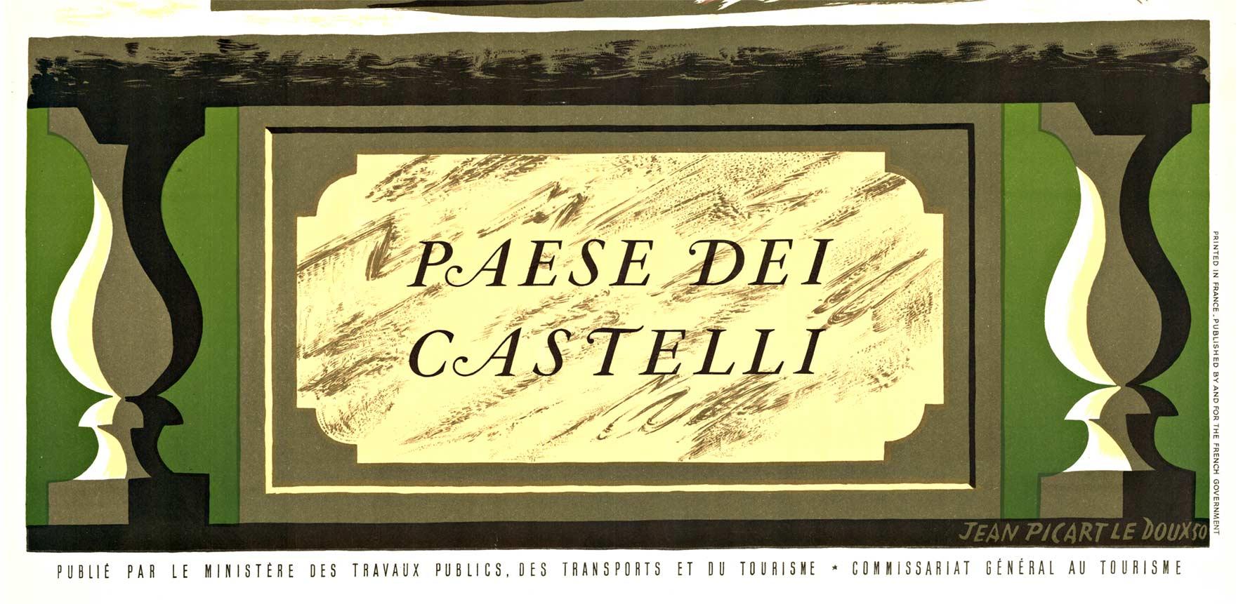 Origiinal FRANKREICH, Paese dei Casstelli, französisches Reiseplakat  auf Leinen (Amerikanische Moderne), Print, von Jean Picart Le Doux