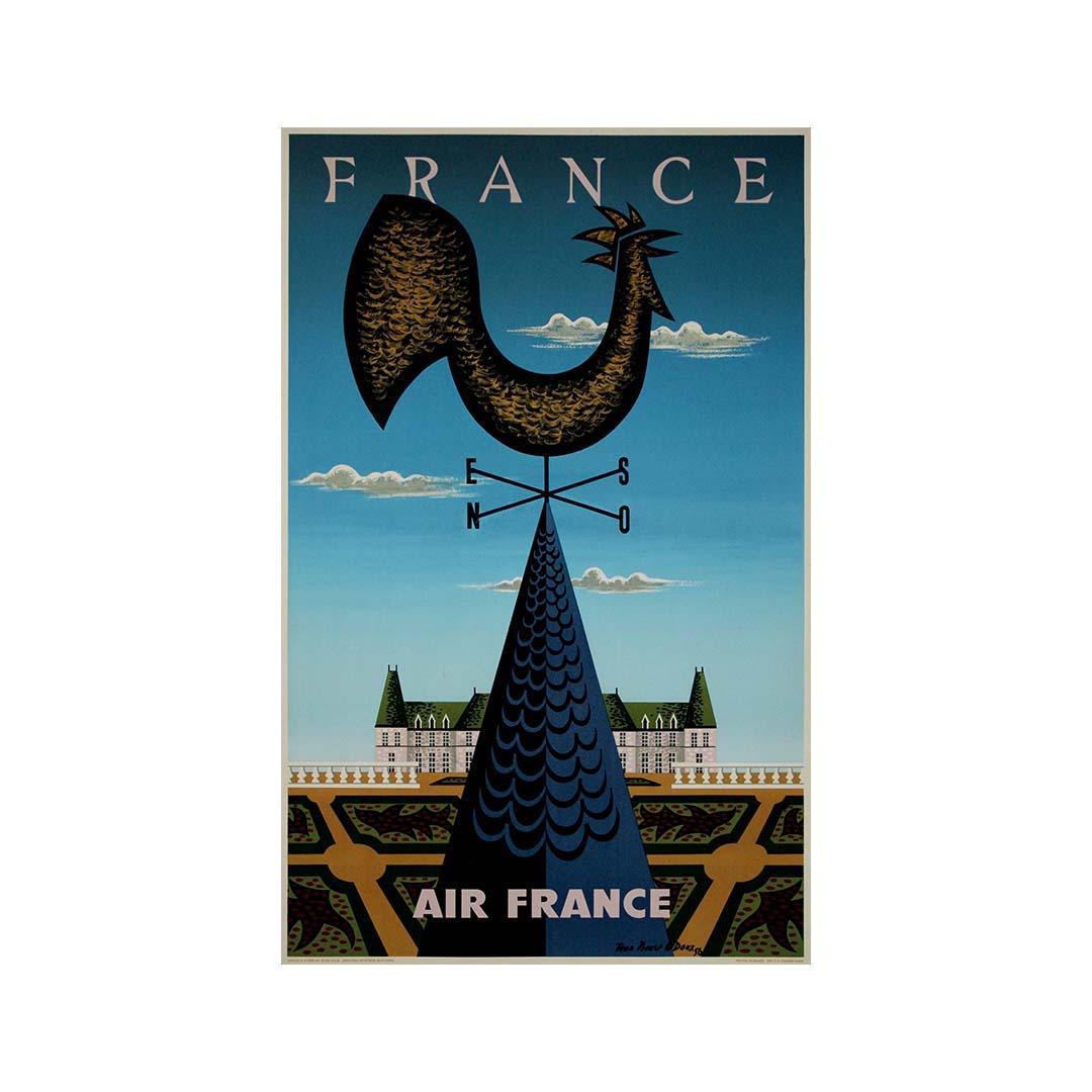 Picart le Doux 1956 original poster for Air France travel to France For Sale 2