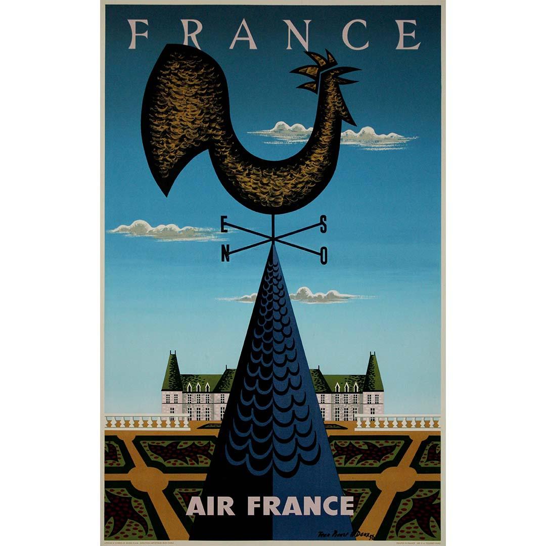 Picart le Doux 1956 original poster for Air France travel to France - Print by Jean Picart Le Doux