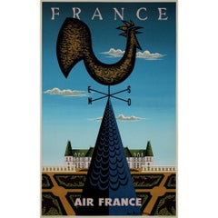 Vintage Picart le Doux 1956 original poster for Air France travel to France