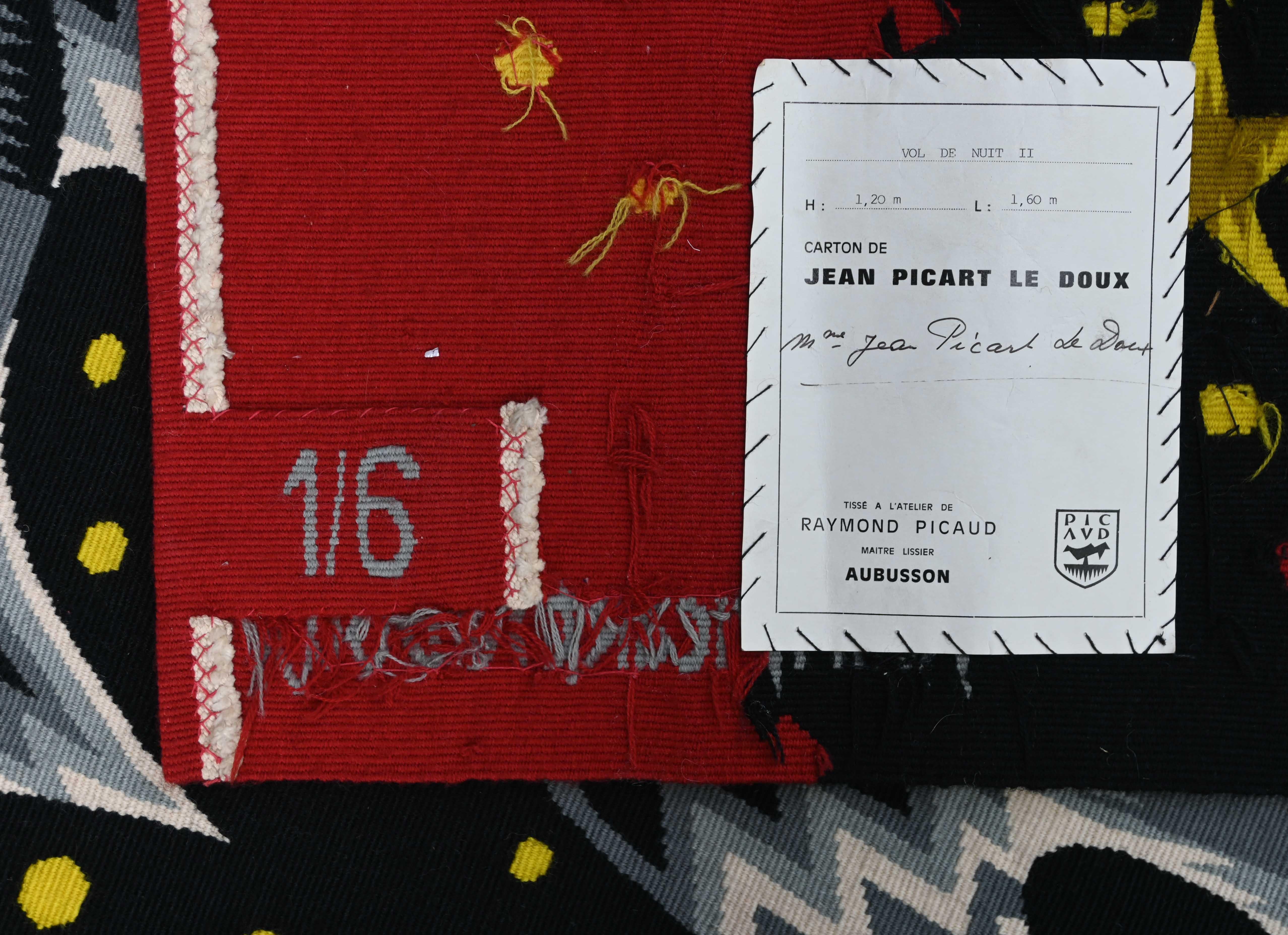 Wool Jean Picart Le Doux Tapestry - Night Flight II - Atelier Picaud -  N° 1403 For Sale