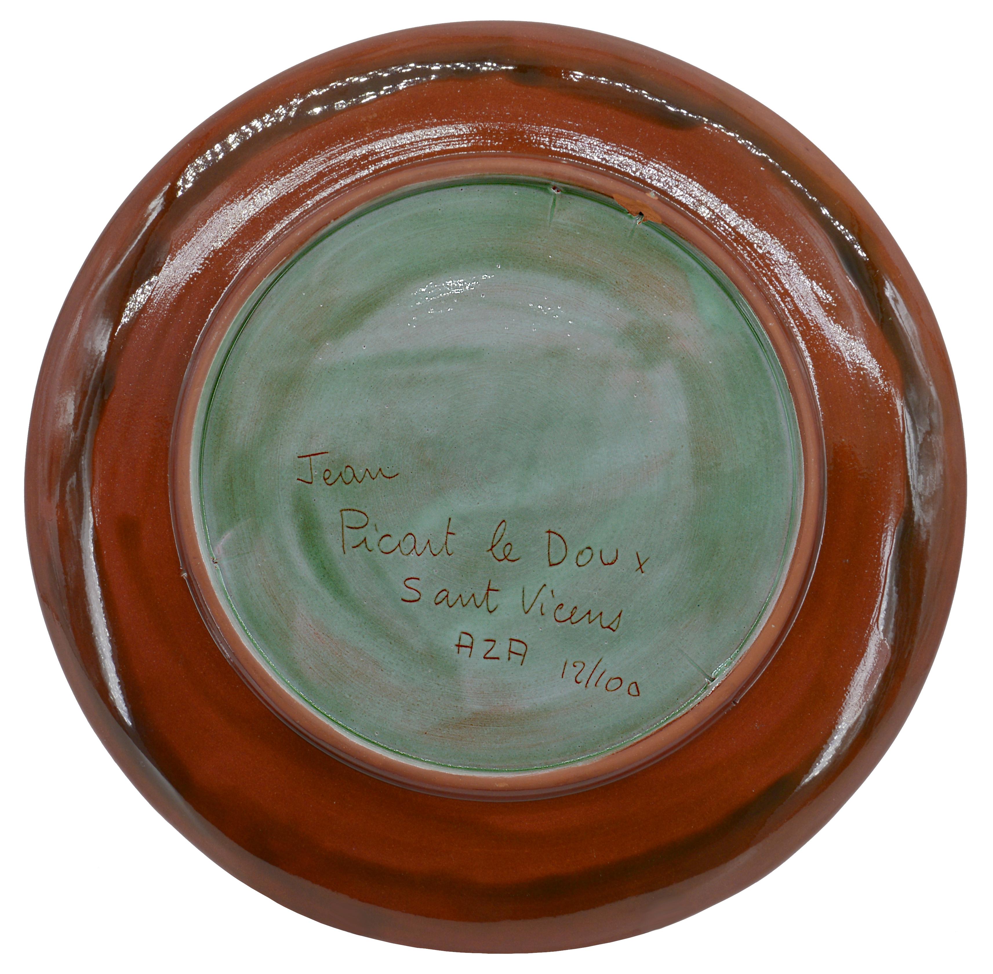 French Jean Picart Le Doux, Wall Ceramic Bowl, 12/100, 1950s For Sale