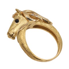 Jean Pierre Bellin 18K Gold Diamond Onyx Horse Head Ring