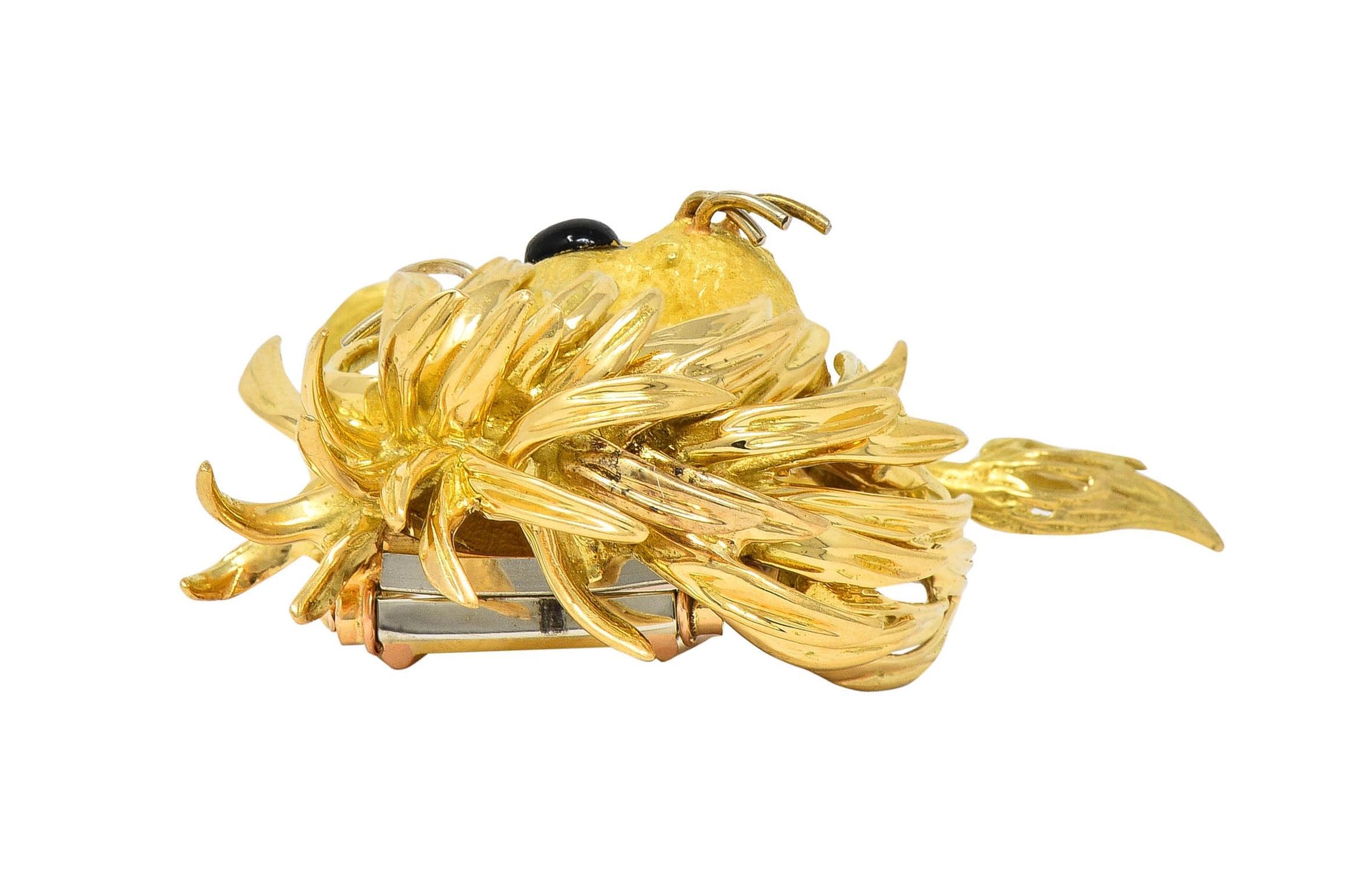 Jean & Pierre Bellin French Vintage Enamel 18 Karat Gold Disheveled Lion Brooch For Sale 6