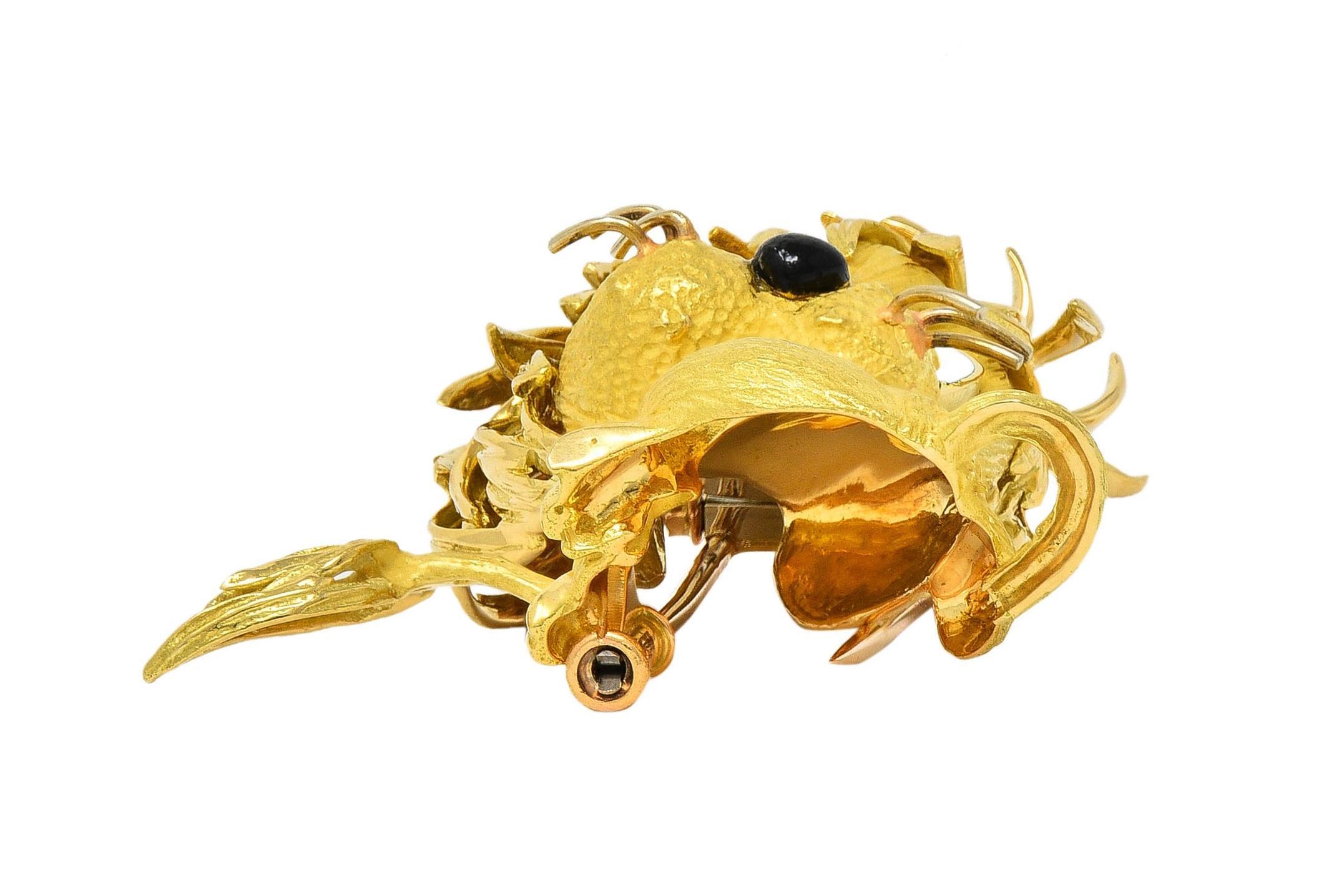 Jean & Pierre Bellin French Vintage Enamel 18 Karat Gold Disheveled Lion Brooch For Sale 8