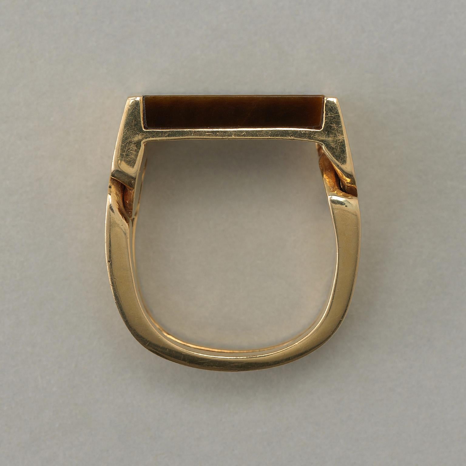 Mixed Cut Jean Pierre Brun Gold and Tiger's Eye Ring