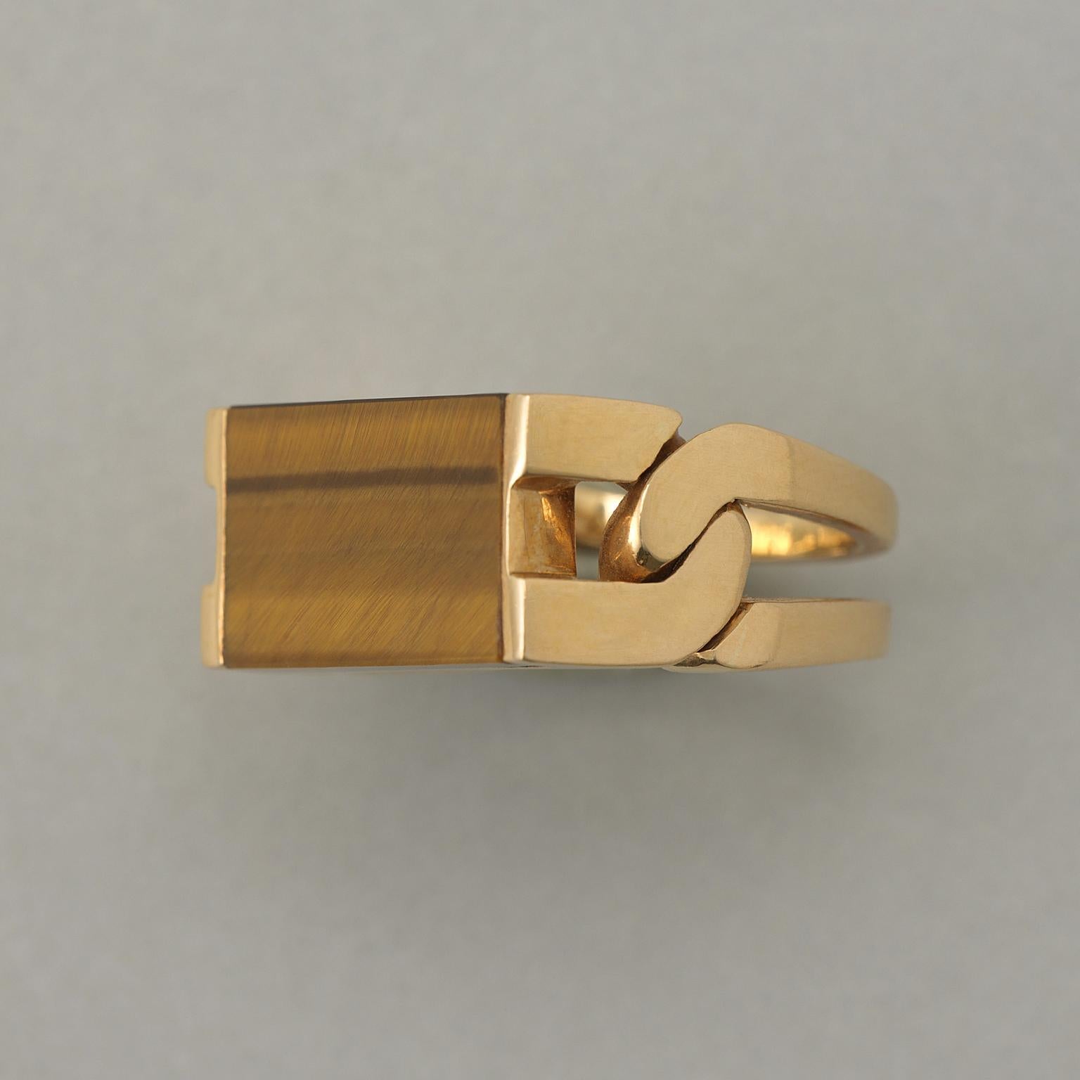 Jean Pierre Brun Gold and Tiger's Eye Ring In Excellent Condition In Amsterdam, NL