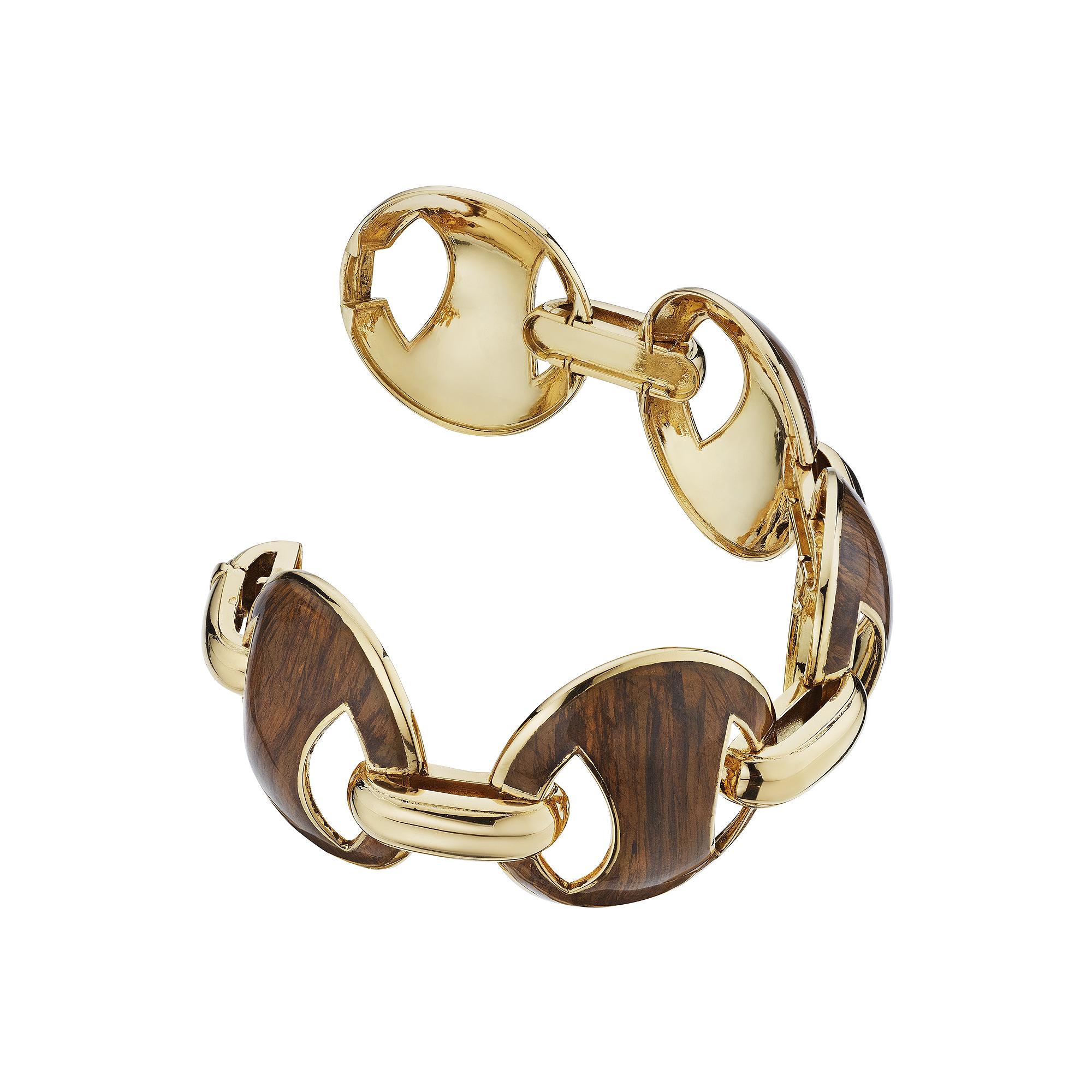 Modernist Jean Pierre Brun Vintage Enamel Gold Disc Bracelet