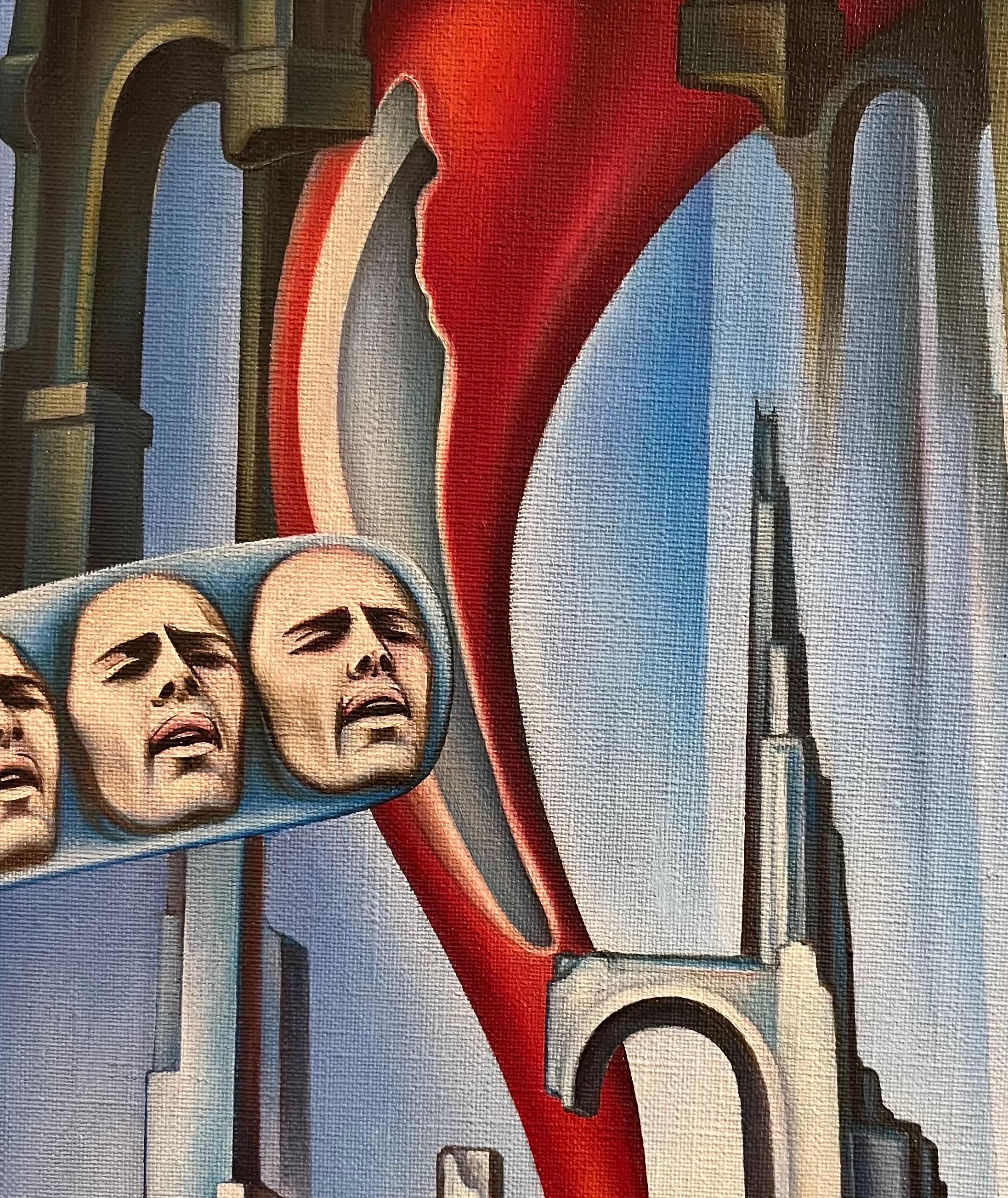 The Tower of Babel von Jean-Pierre BURQUIER - Öl auf Leinwand - 81x65 cm im Angebot 2